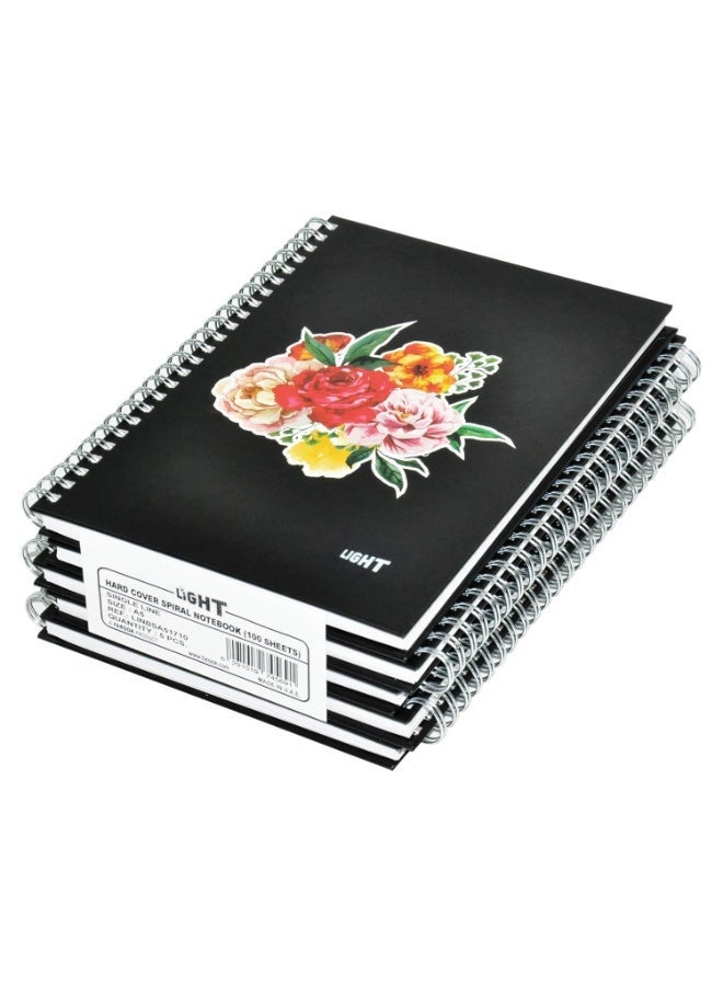 FIS 5-Piece Light Spiral Hard Cover Notebook Single Line A5, 100-Sheets - LINBSA51710 - Image 1
